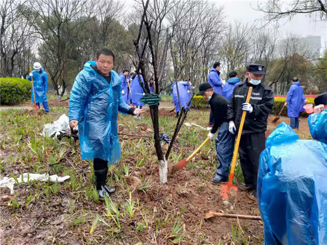 3月12日百佳保安、物业参加遗爱湖春季义务植树活动